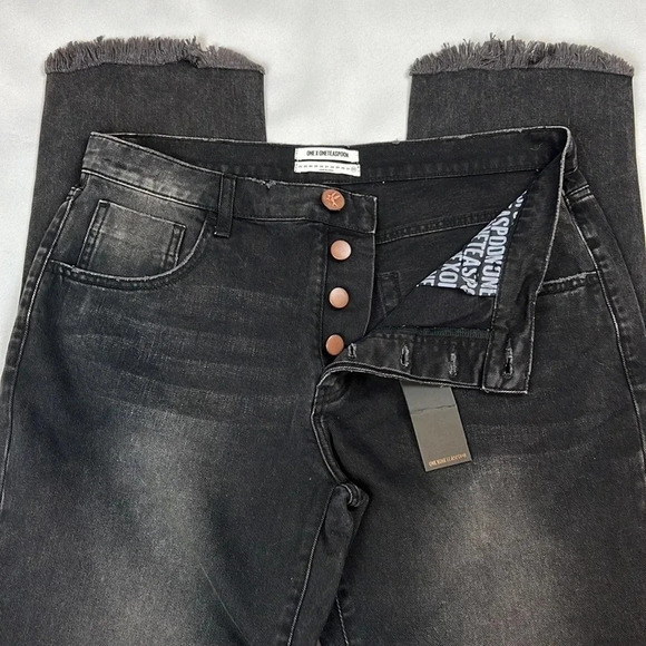 NEW ONE TEASPOON Truckers Mid Rise Straight Leg Distressed Frayed Hem Jean - Picture 5 of 12